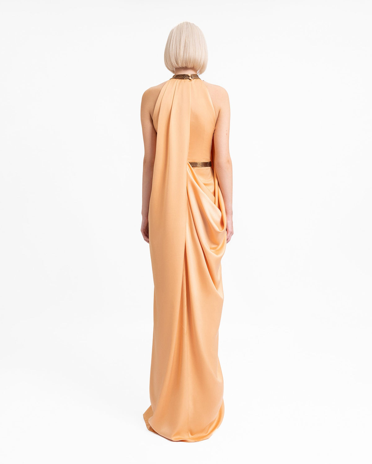 Loose-Cut Dress with Beaded Collar