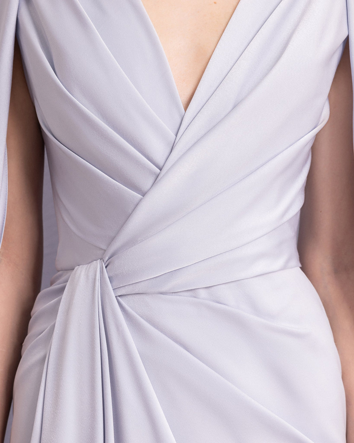 Draped Dress with Cape-Like Sleeves