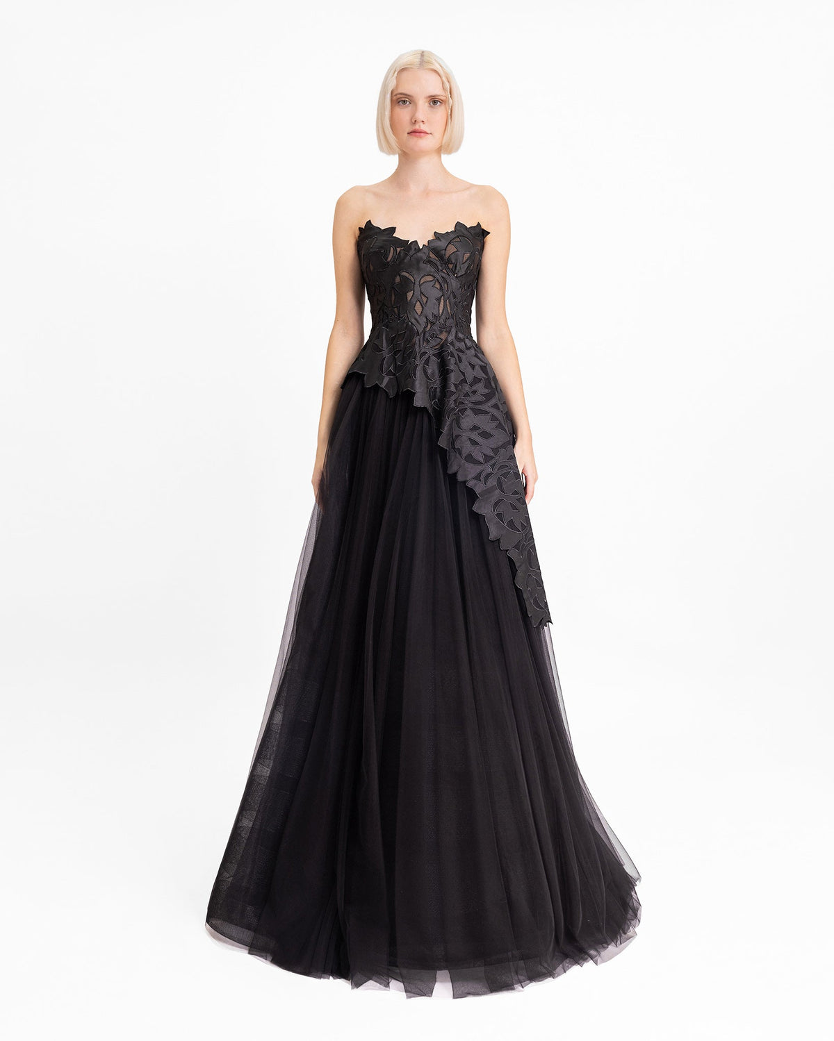 Strapless Asymmetrical Top with Long Skirt