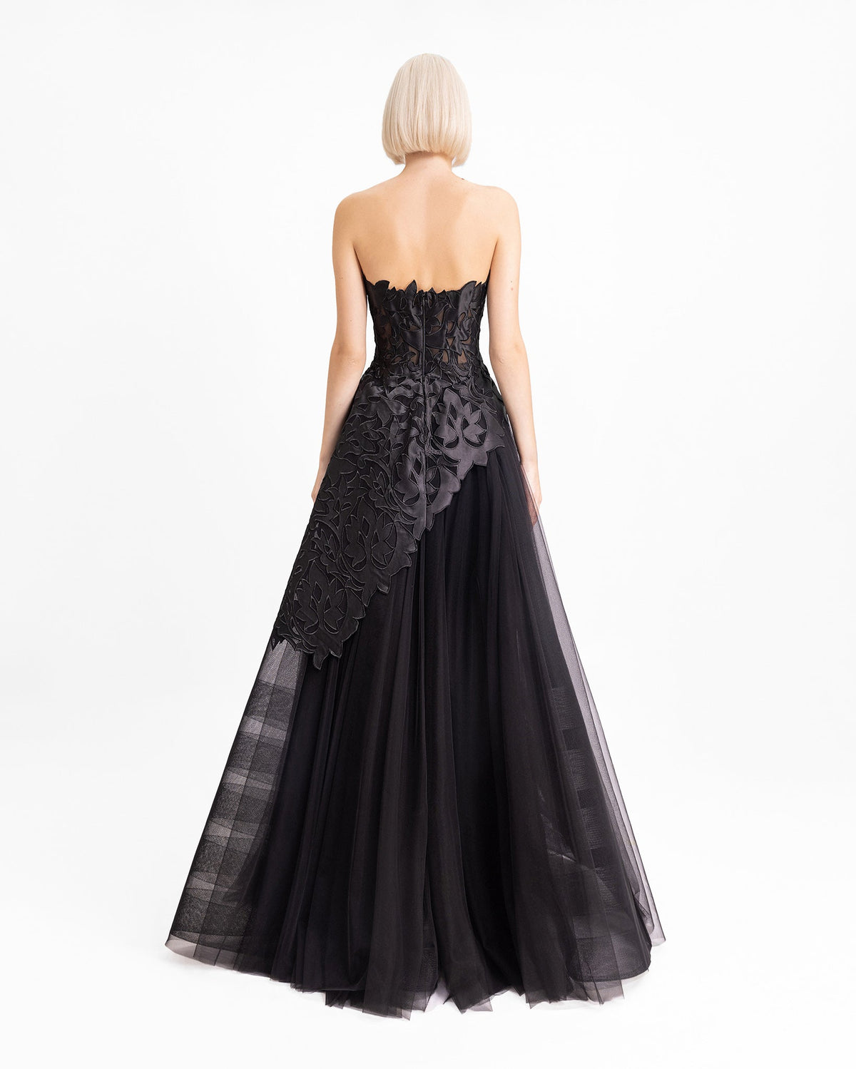 Strapless Asymmetrical Top with Long Skirt