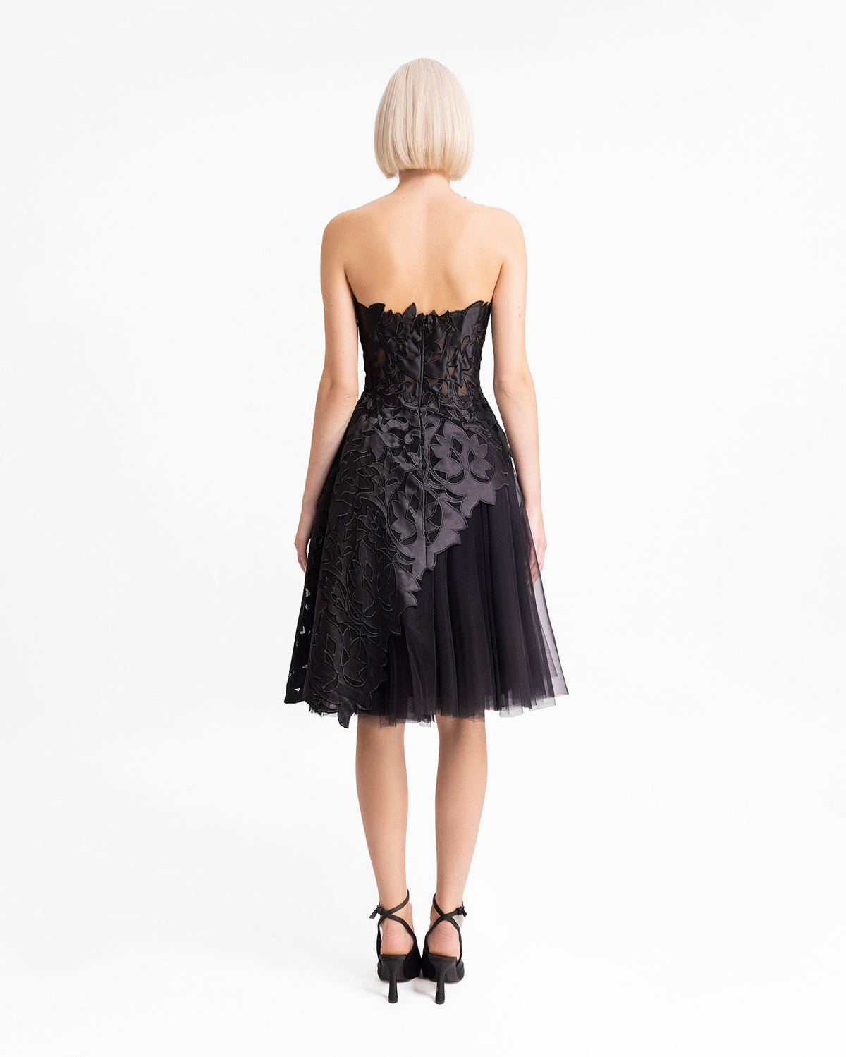 Strapless Asymmetrical Top with Short Skirt