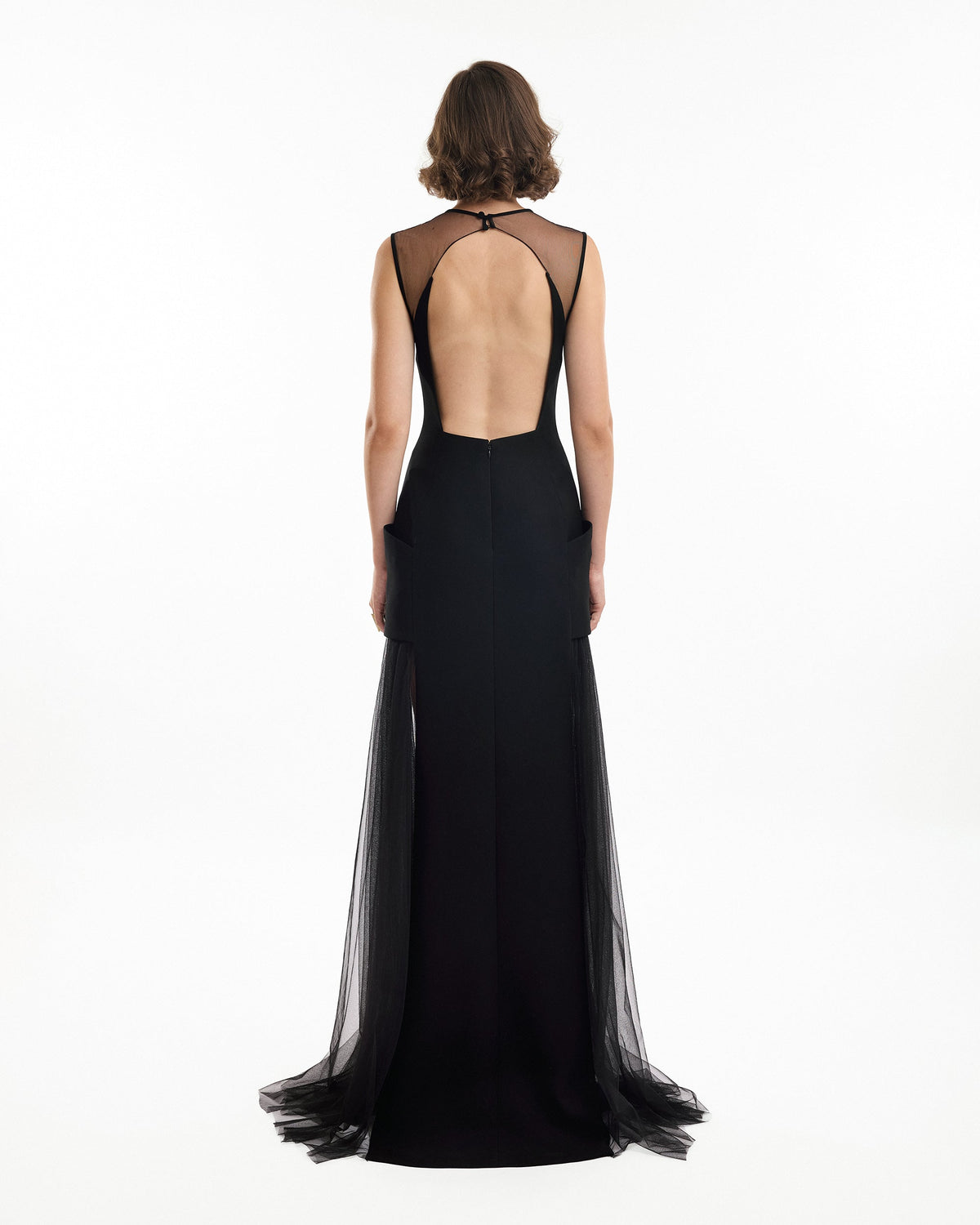 Open-Back Dress with Structured Hips