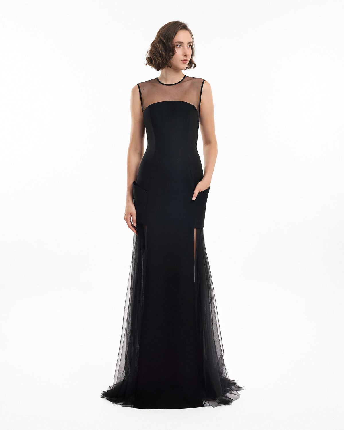 Open-Back Dress with Structured Hips