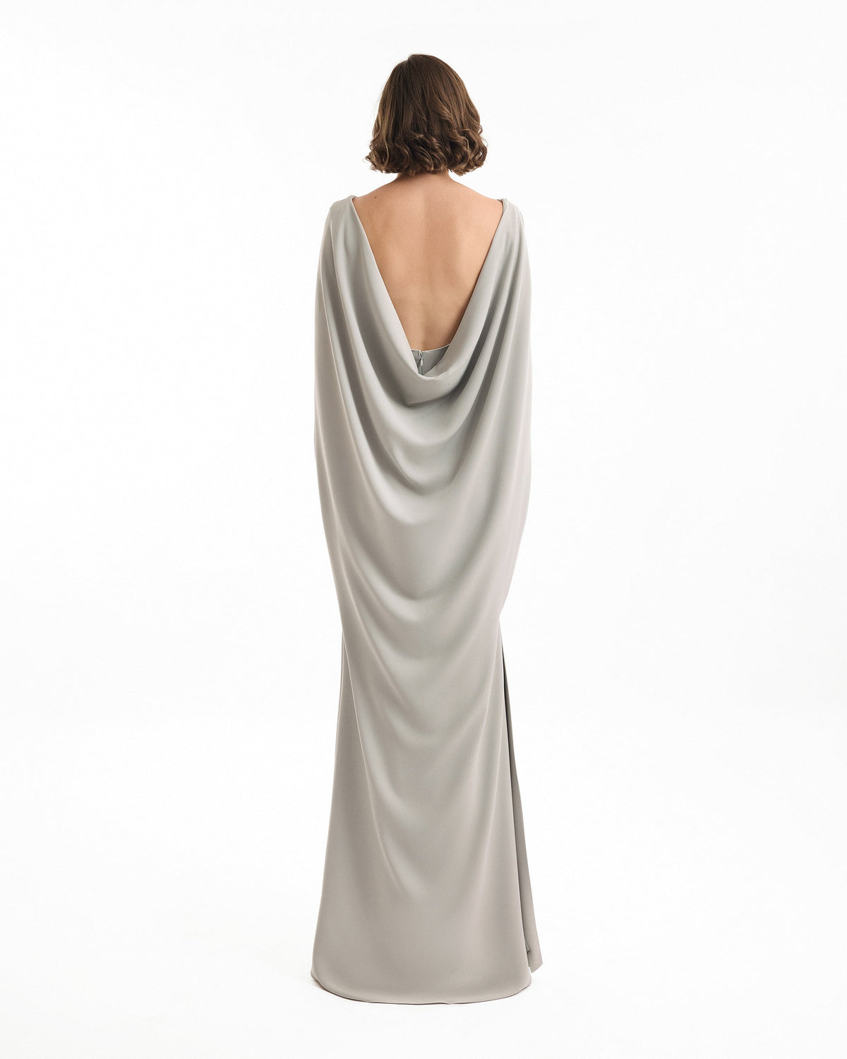 High-Neck Dress with Cape Sleeves