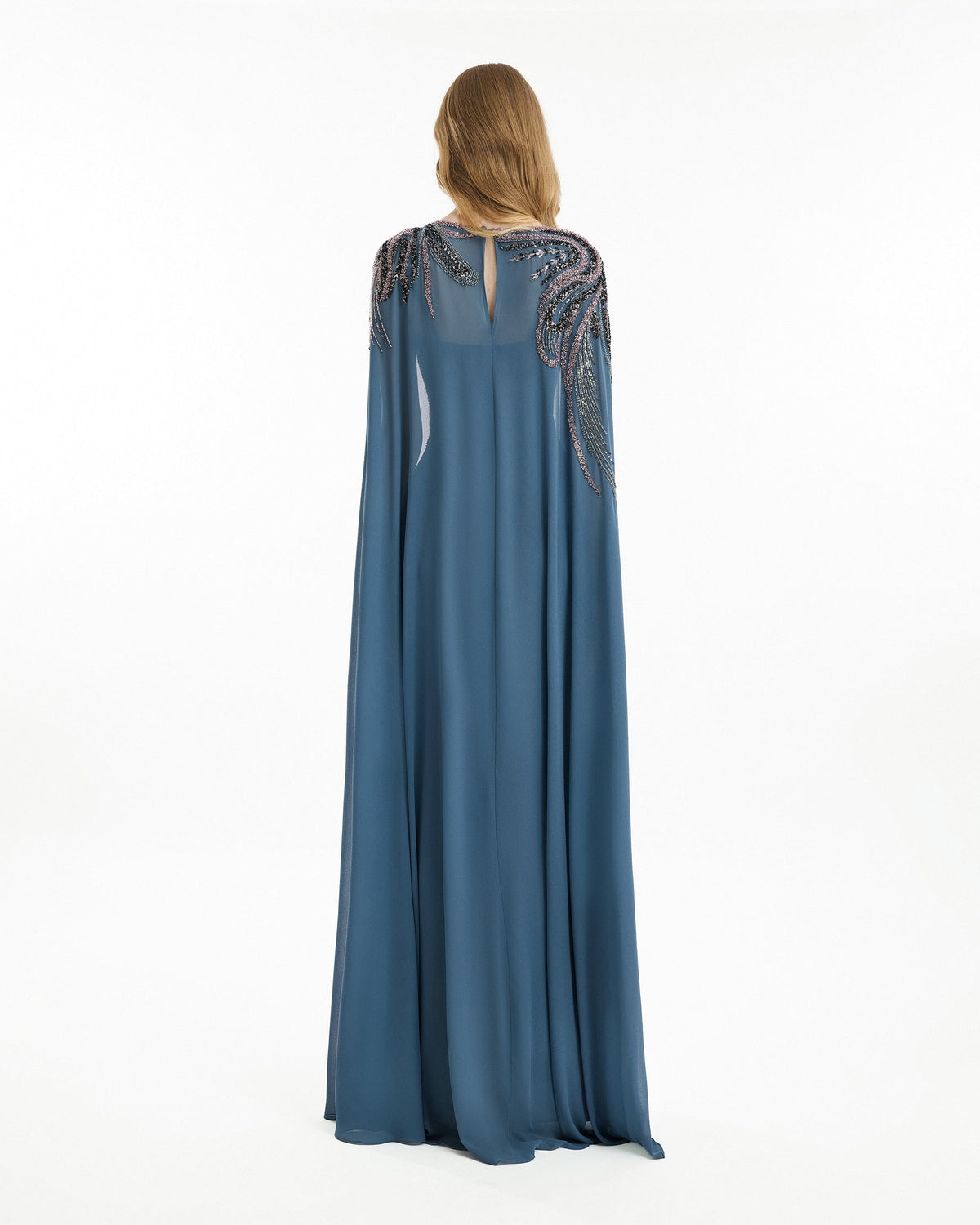 Fitted Scoop-Neck Dress with Beaded Embroidery