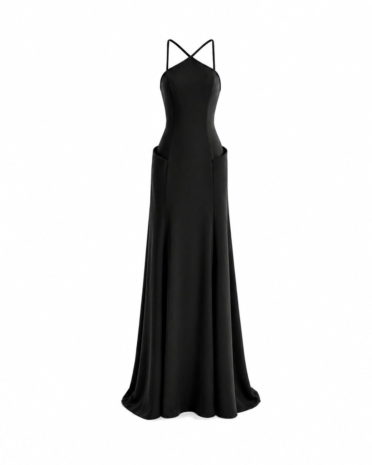 Halter-Neck Dress with Structured Hips