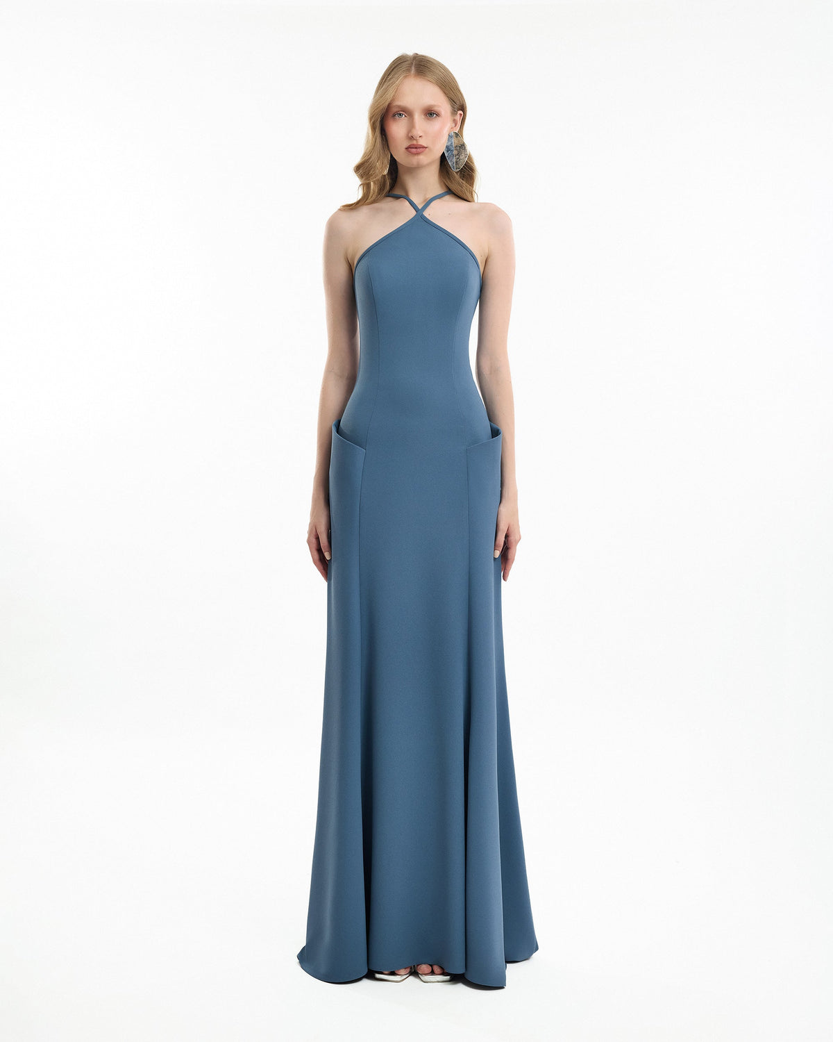 Halter-Neck Dress with Structured Hips