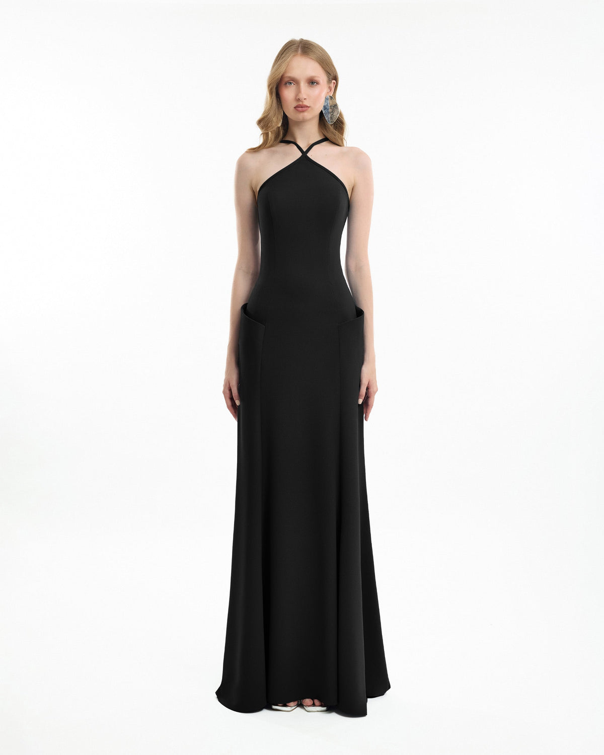 Halter-Neck Dress with Structured Hips
