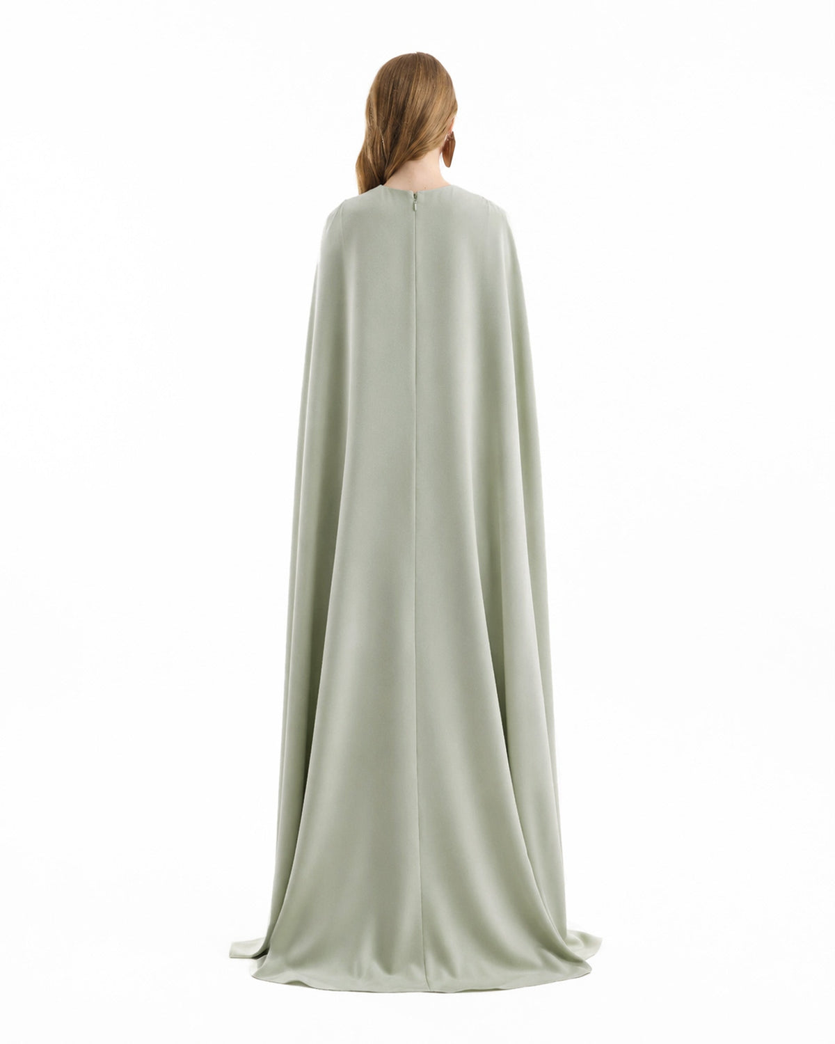 V-Neck Dress with Embroidered Cape