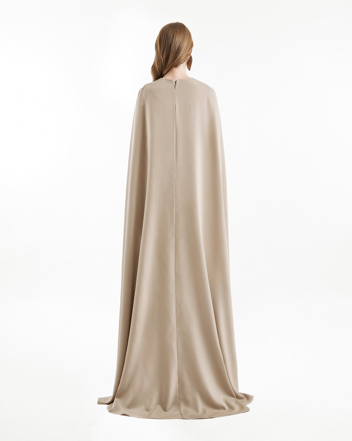 V-Neck Dress with Embroidered Cape
