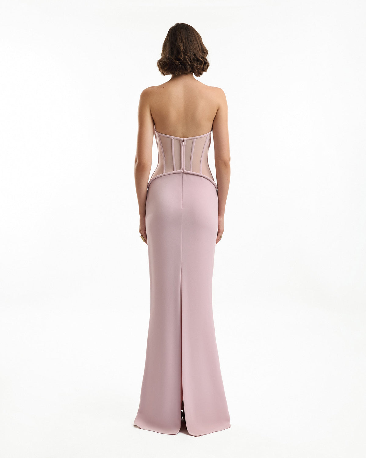 Strapless Dress with Sheer Corset