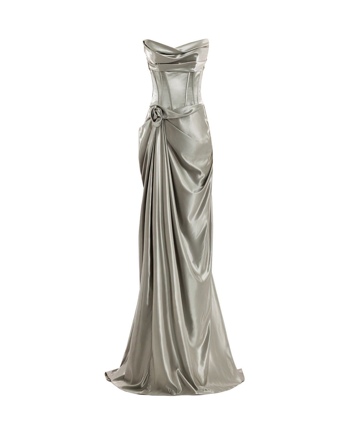 Strapless Metallic Satin Dress