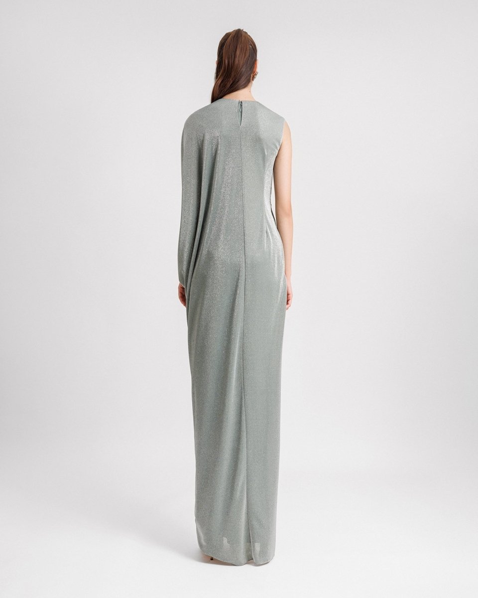 Asymmetrical Draped Sleeve Dress