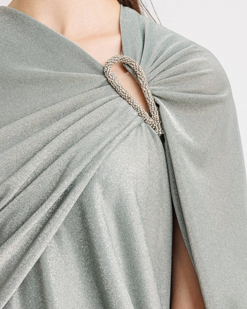 Asymmetrical Draped Sleeve Dress