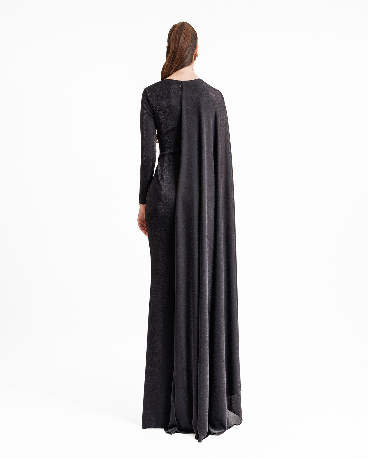 Draped Dress With A Cape-like Sleeve
