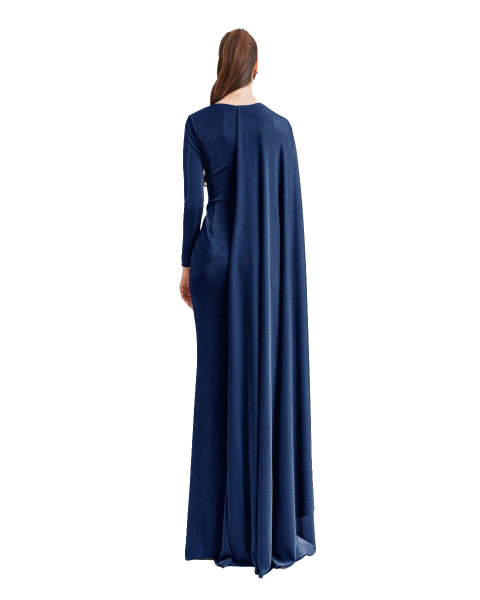 Draped Dress With A Cape-like Sleeve