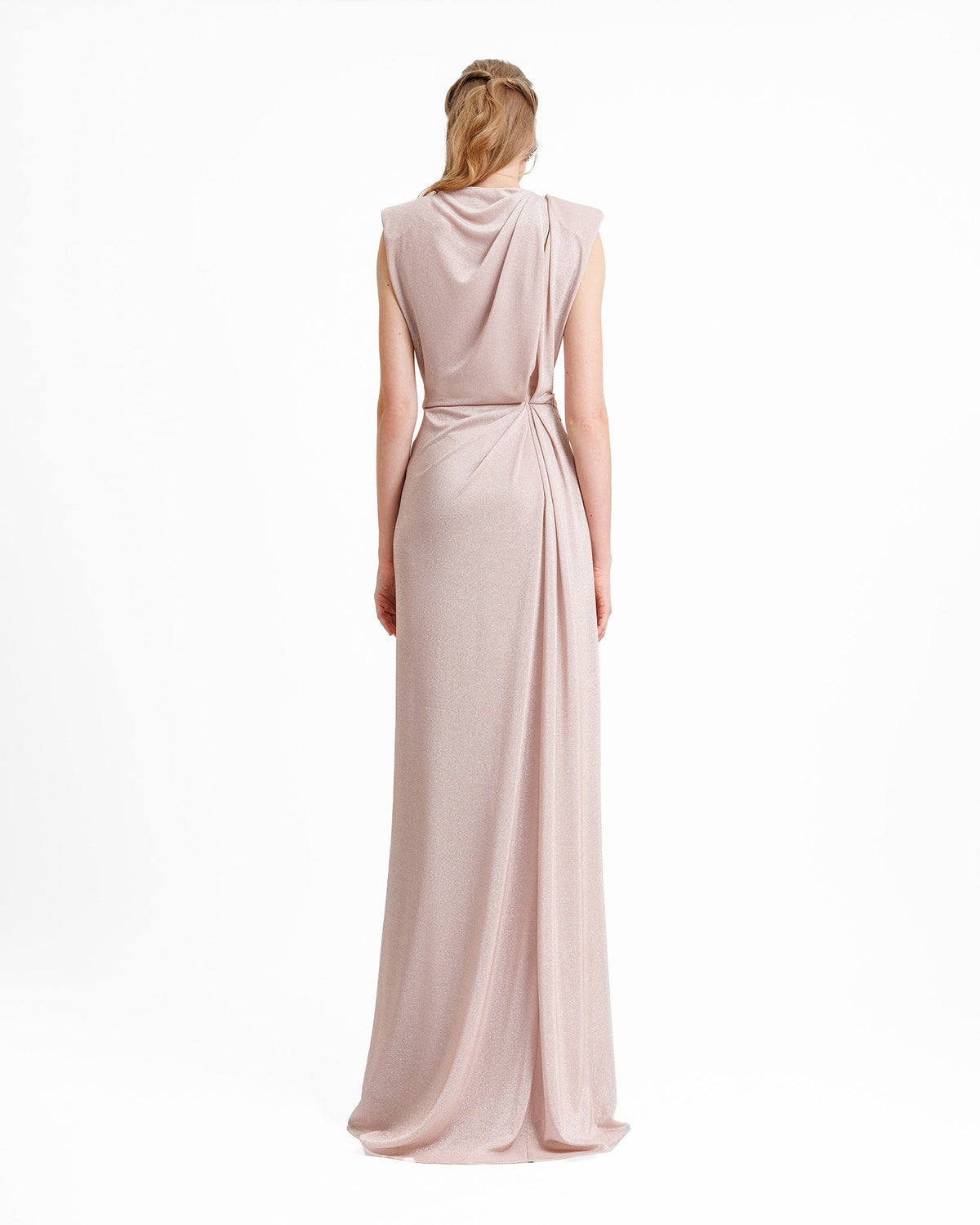 V-neckline Dress With Waist Drapings
