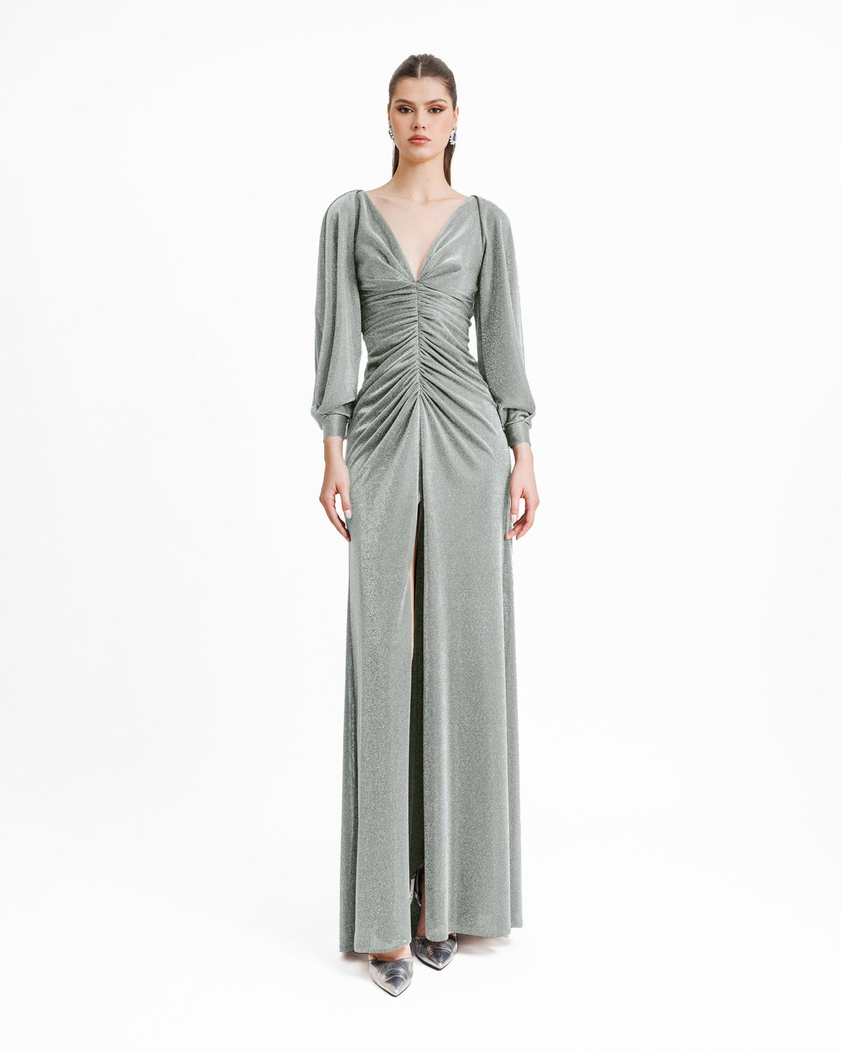 Long Sleeve Gathered Dress