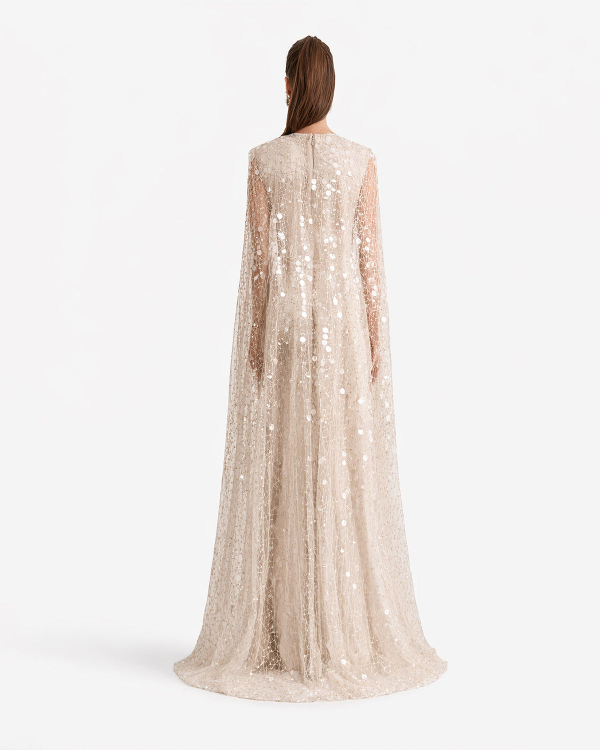 Draped Dress With Beaded Cape