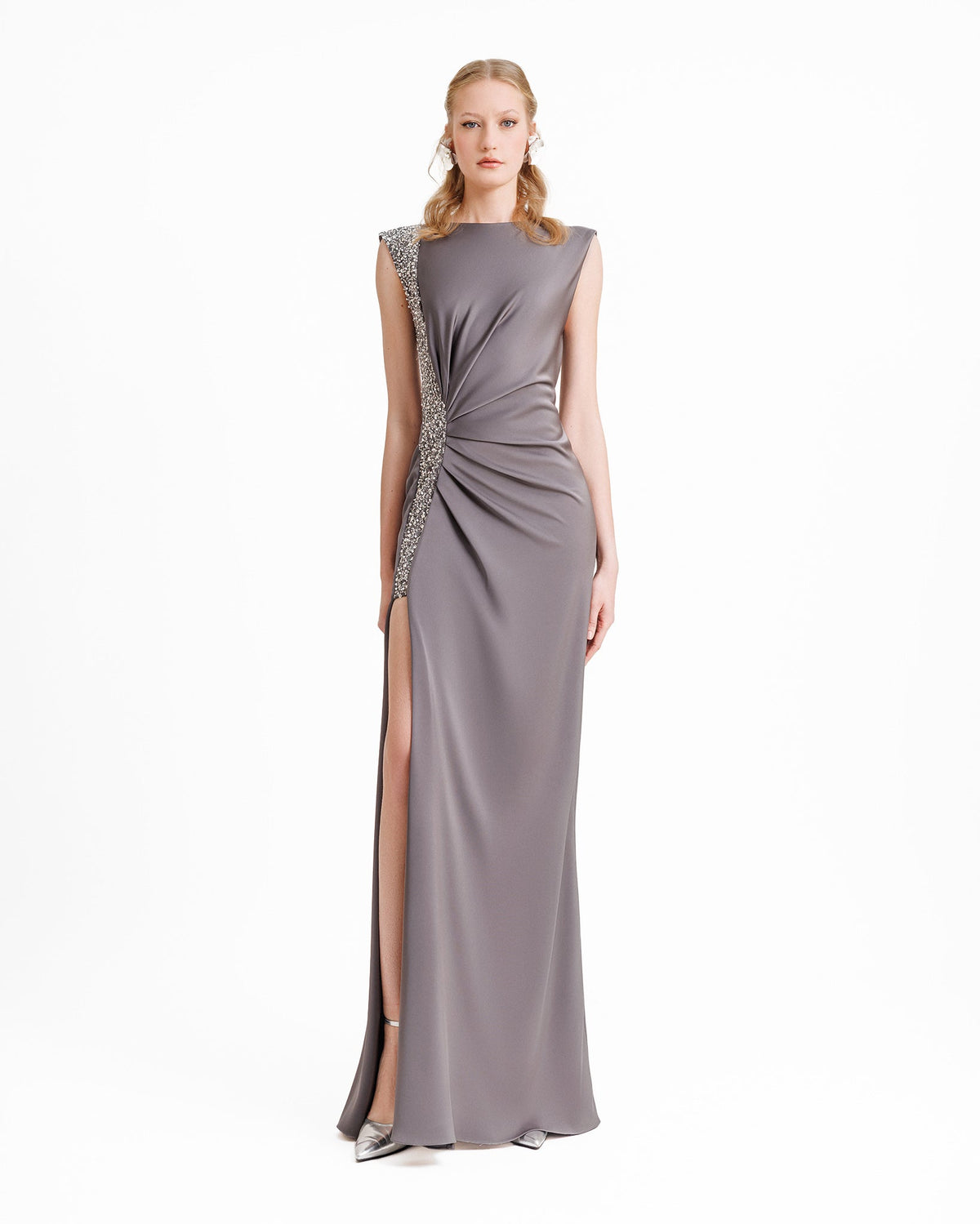 Slim-cut Dress with Drapings on the Waist