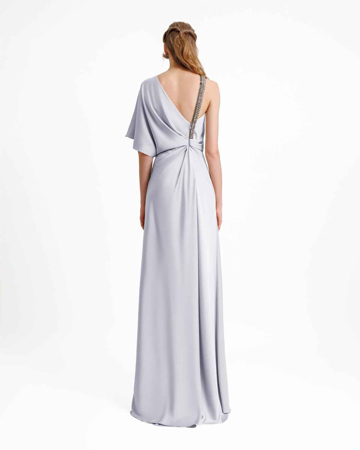 Asymmetrical Neckline Draping Dress
