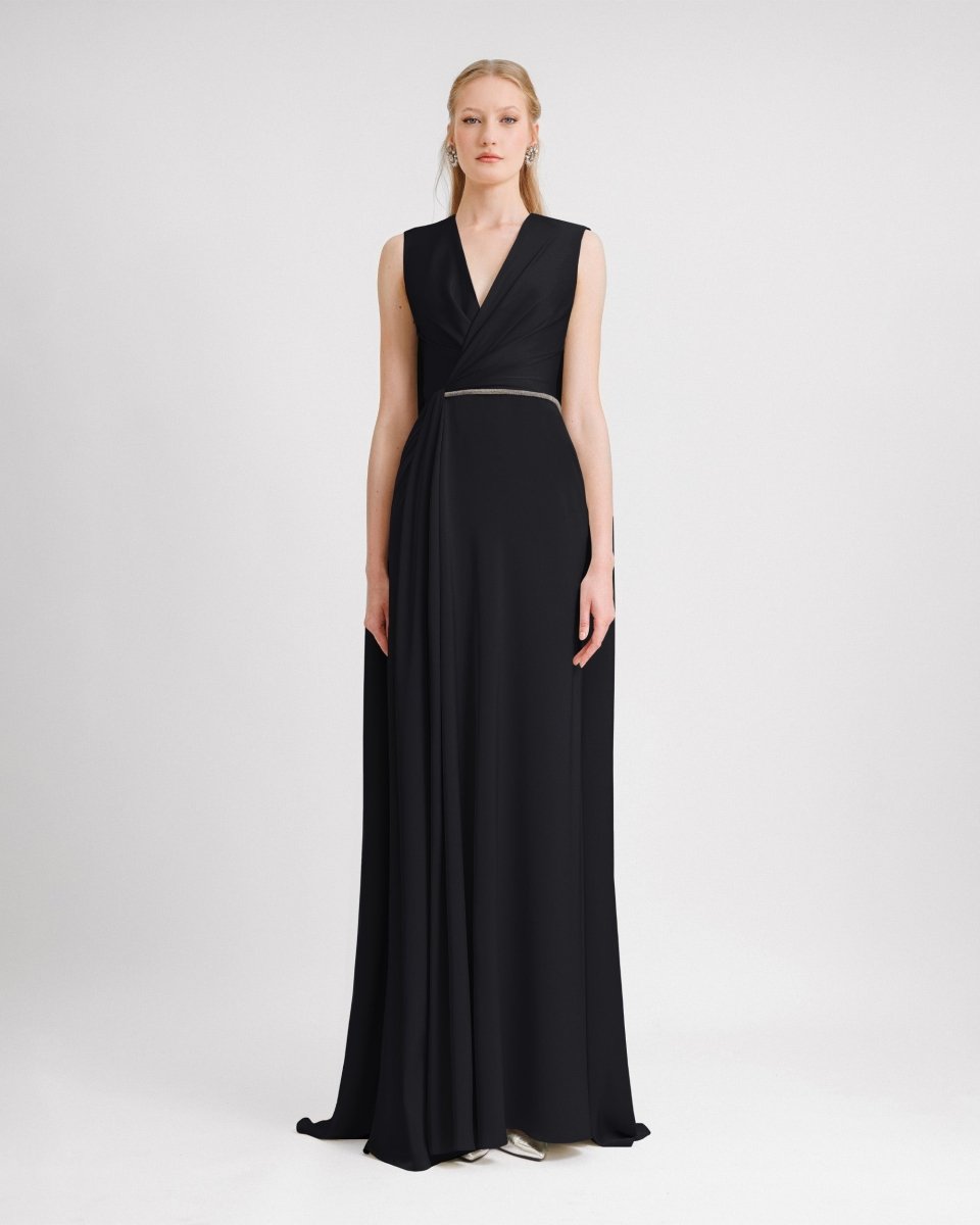 V-neckline With Cape-like Back Dress