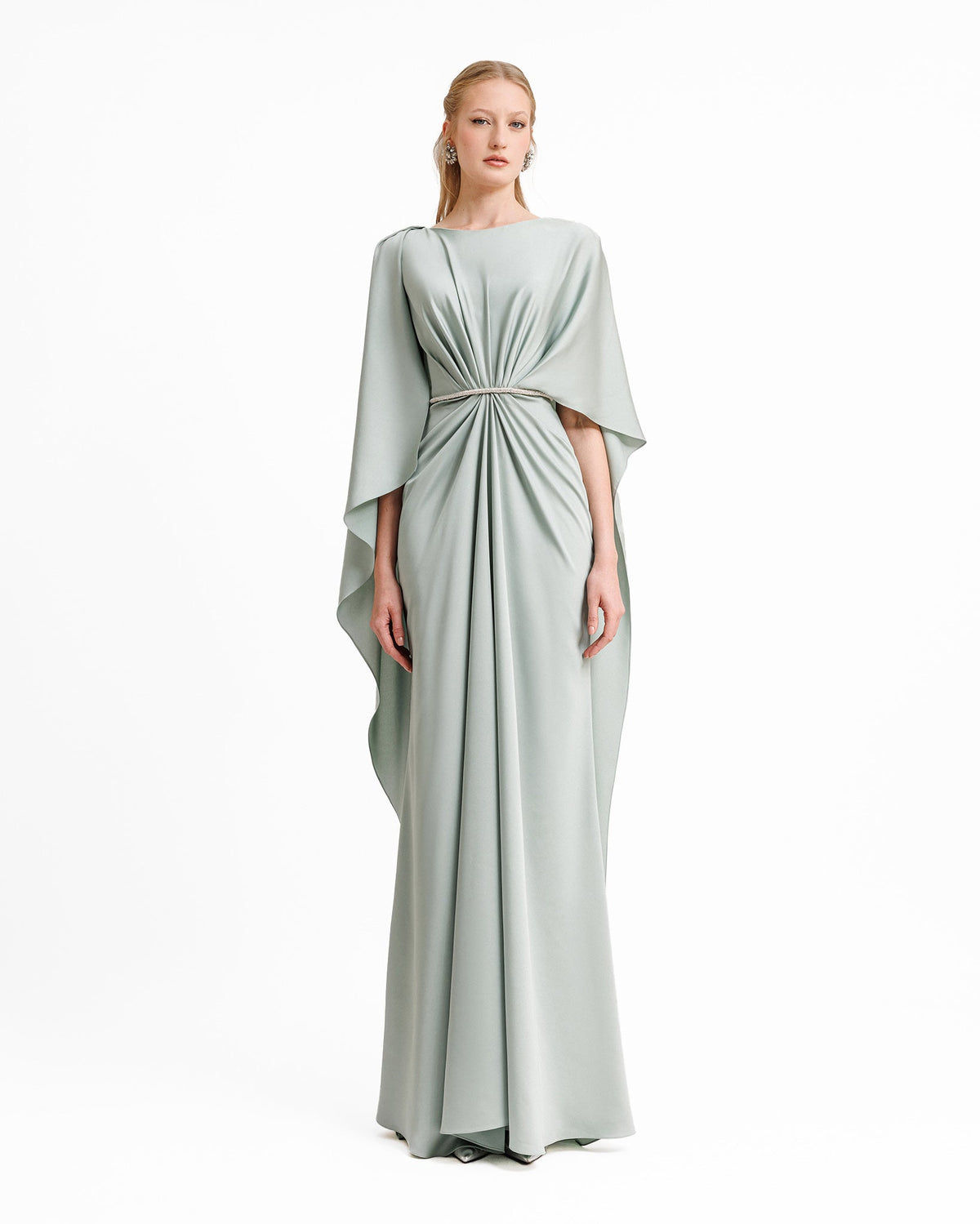 Asymmetrical Sleeve Cape-Like Dress