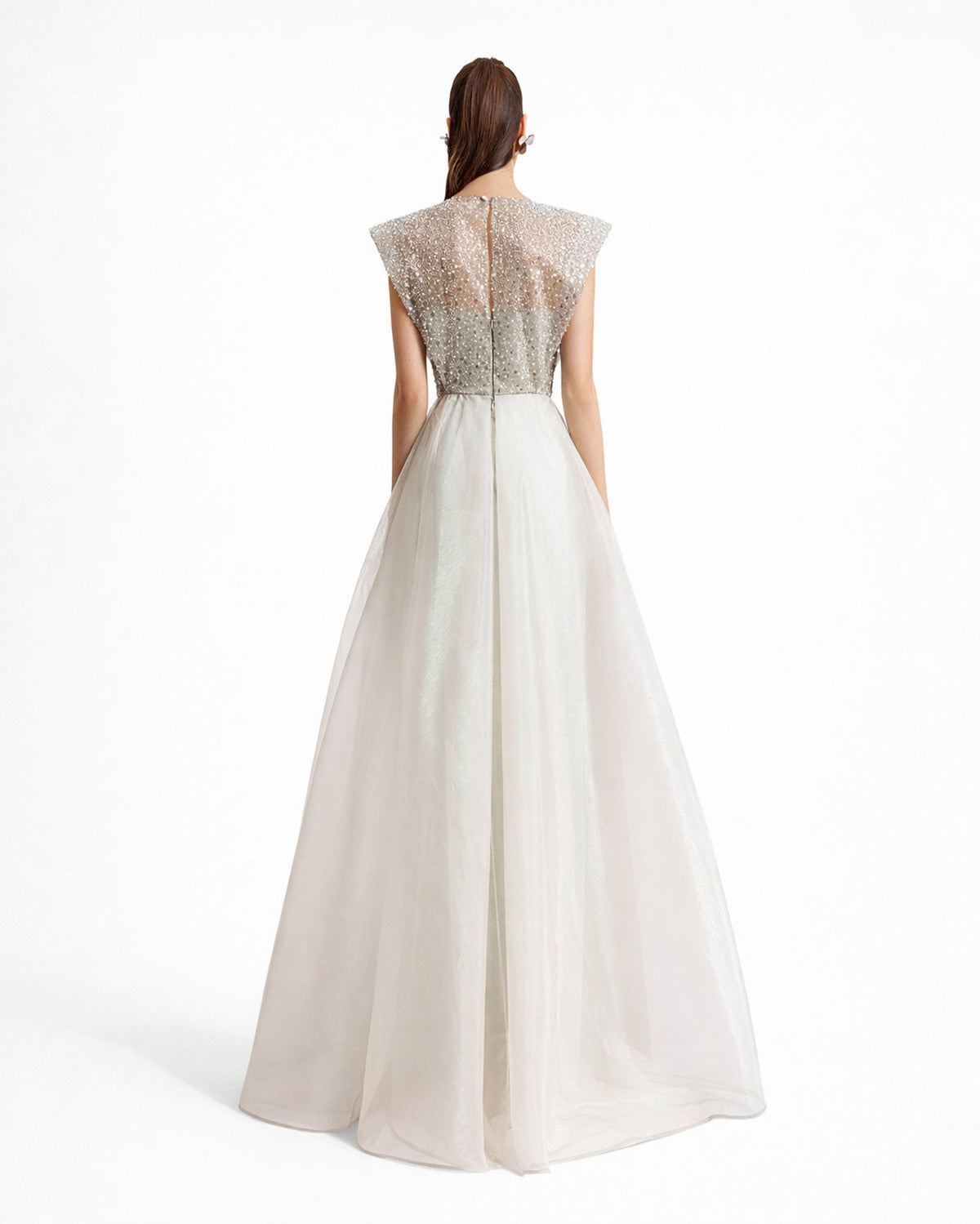 Wide Shoulders V-neckline Dress
