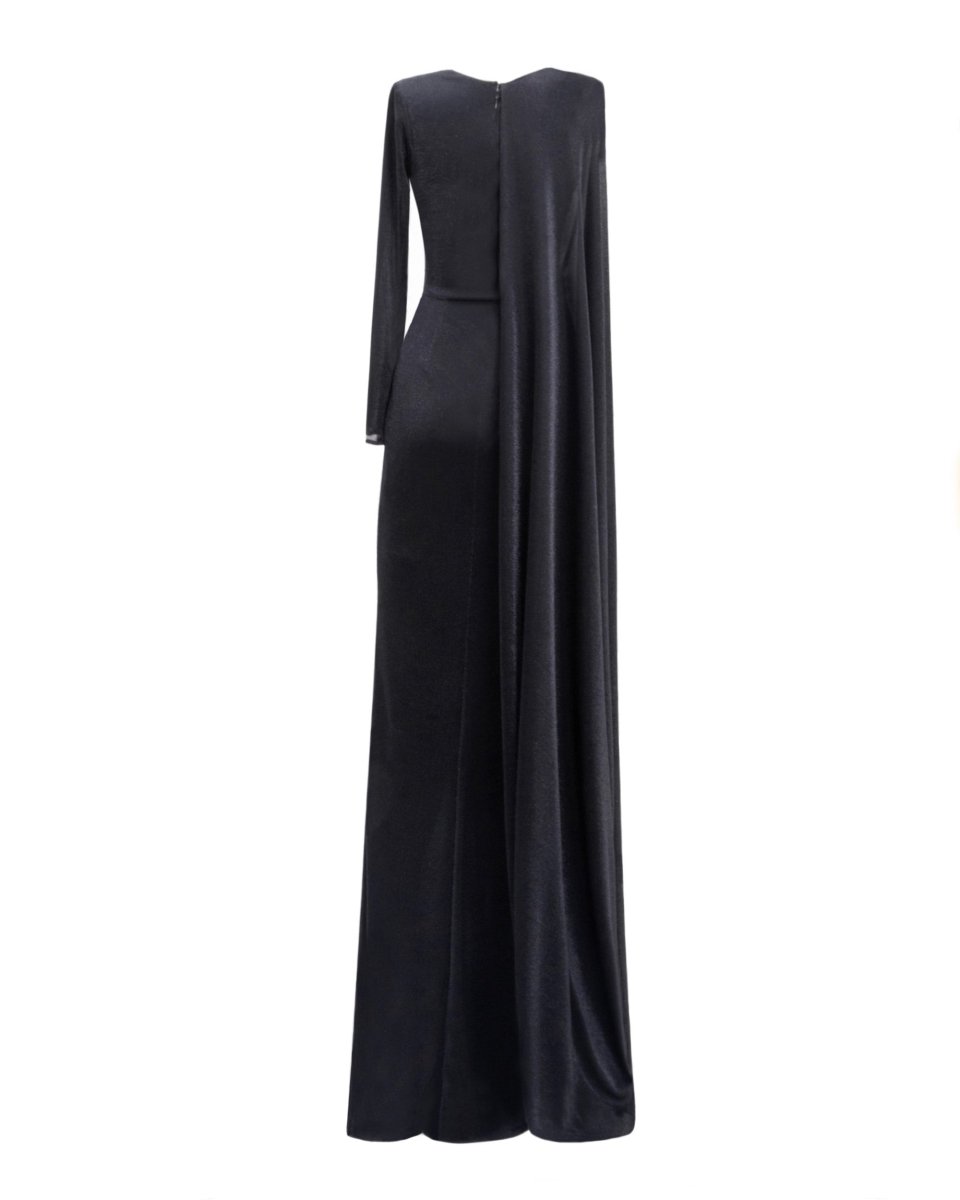 Draped Dress With A Cape-like Sleeve