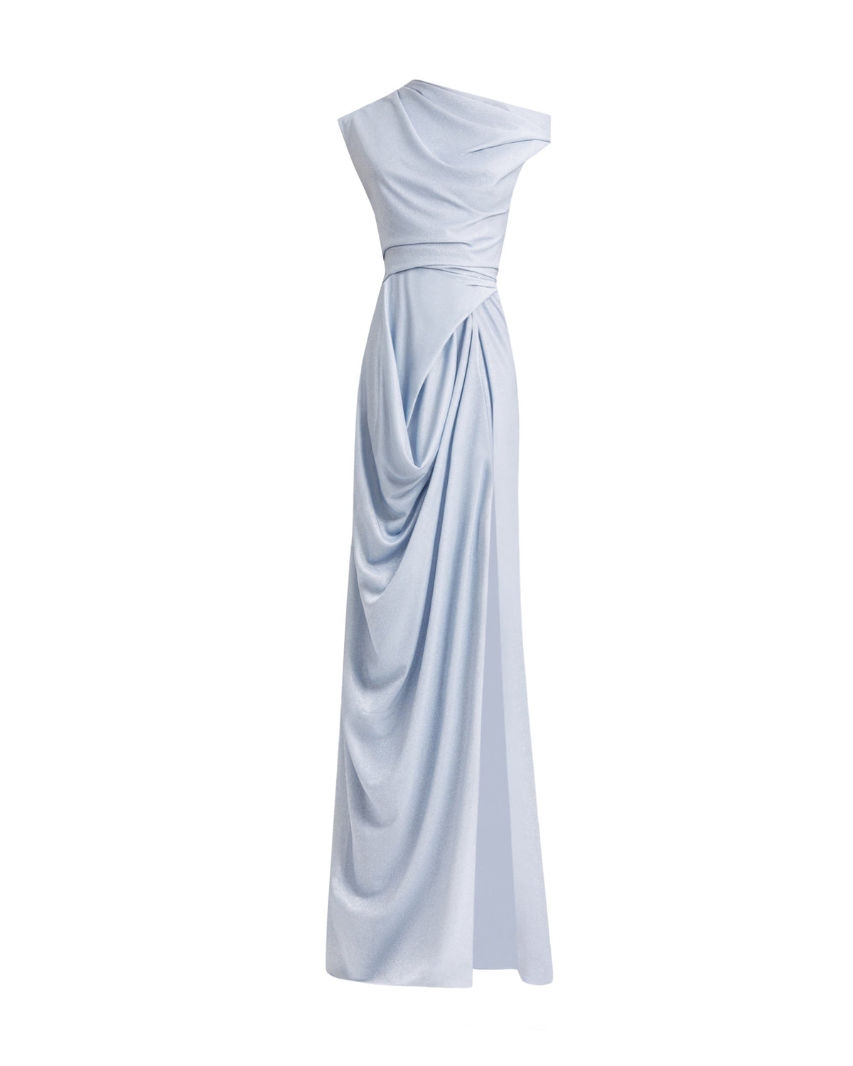 Asymmetrical Neckline Draped Dress