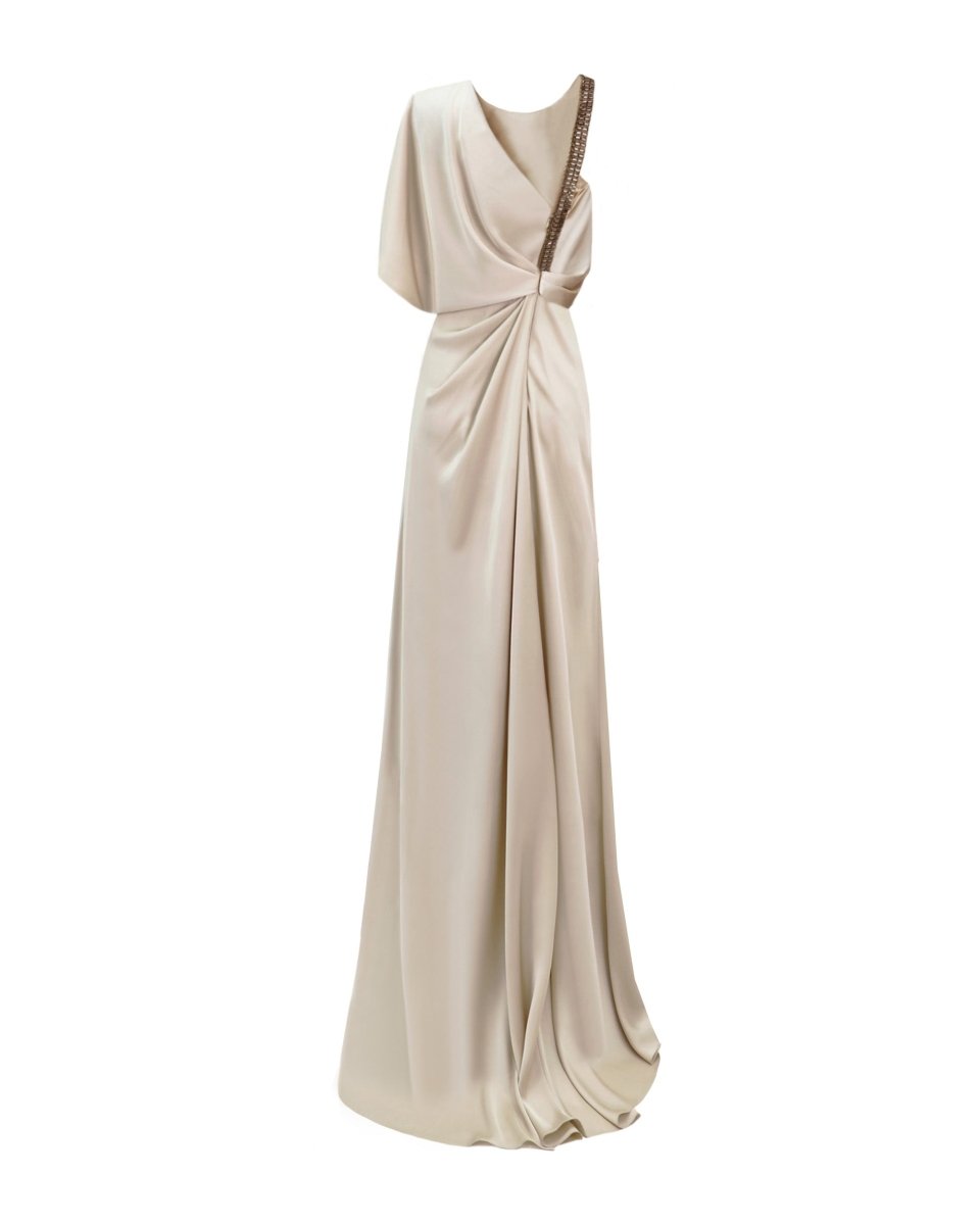 Asymmetrical Neckline Draping Dress