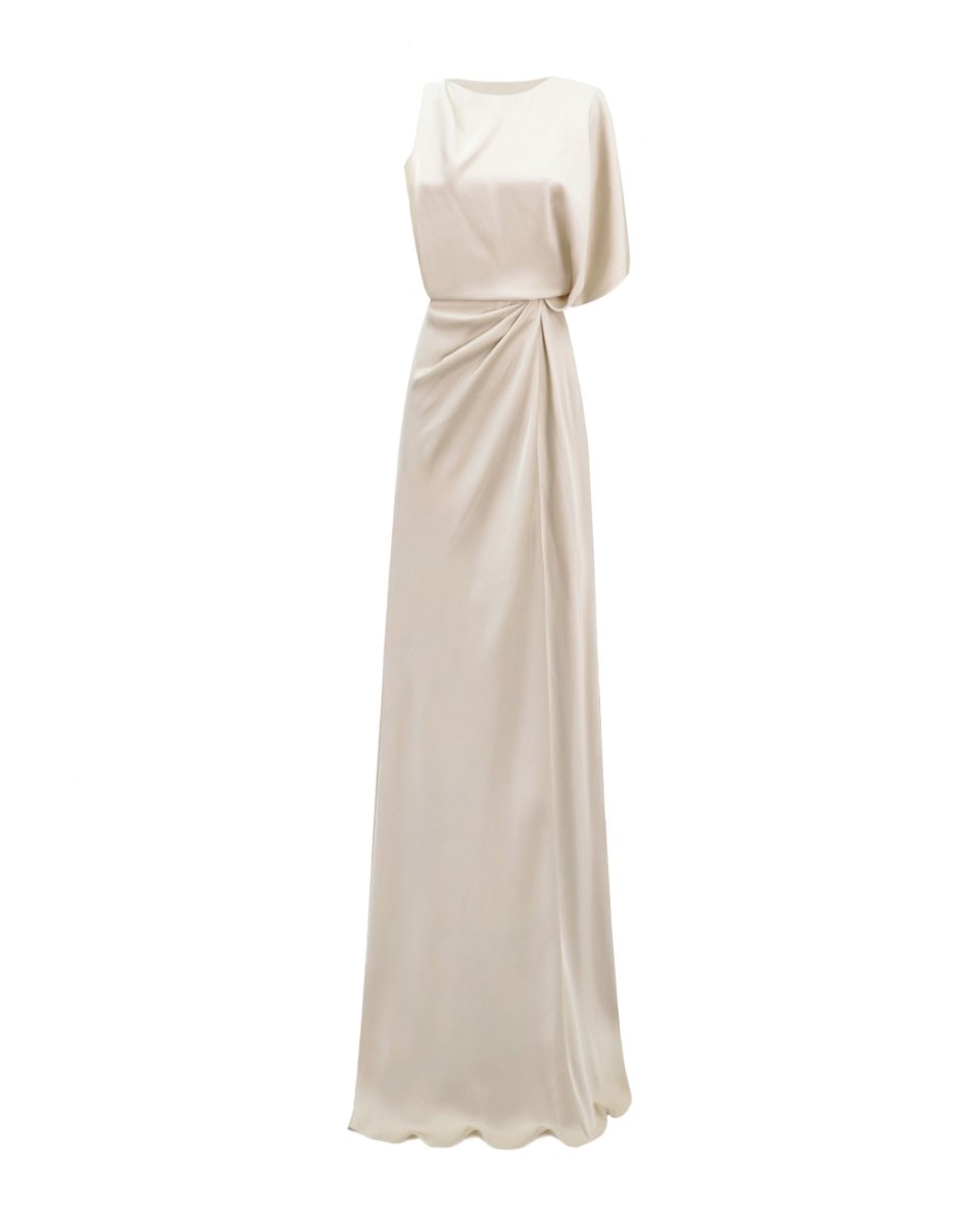 Asymmetrical Neckline Draping Dress