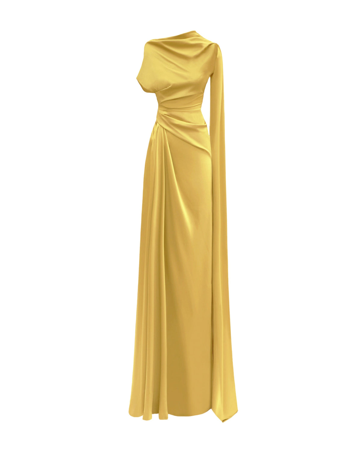 Asymmetrical Neckline Draped Dress