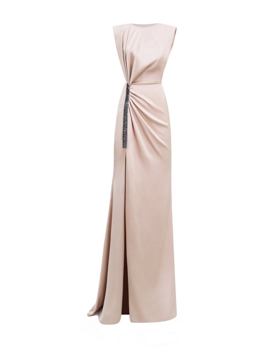 Wide Shoulders Draped Dress