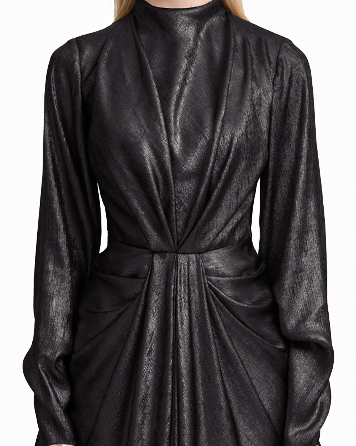 Draped Lamé Dress with Ruffles