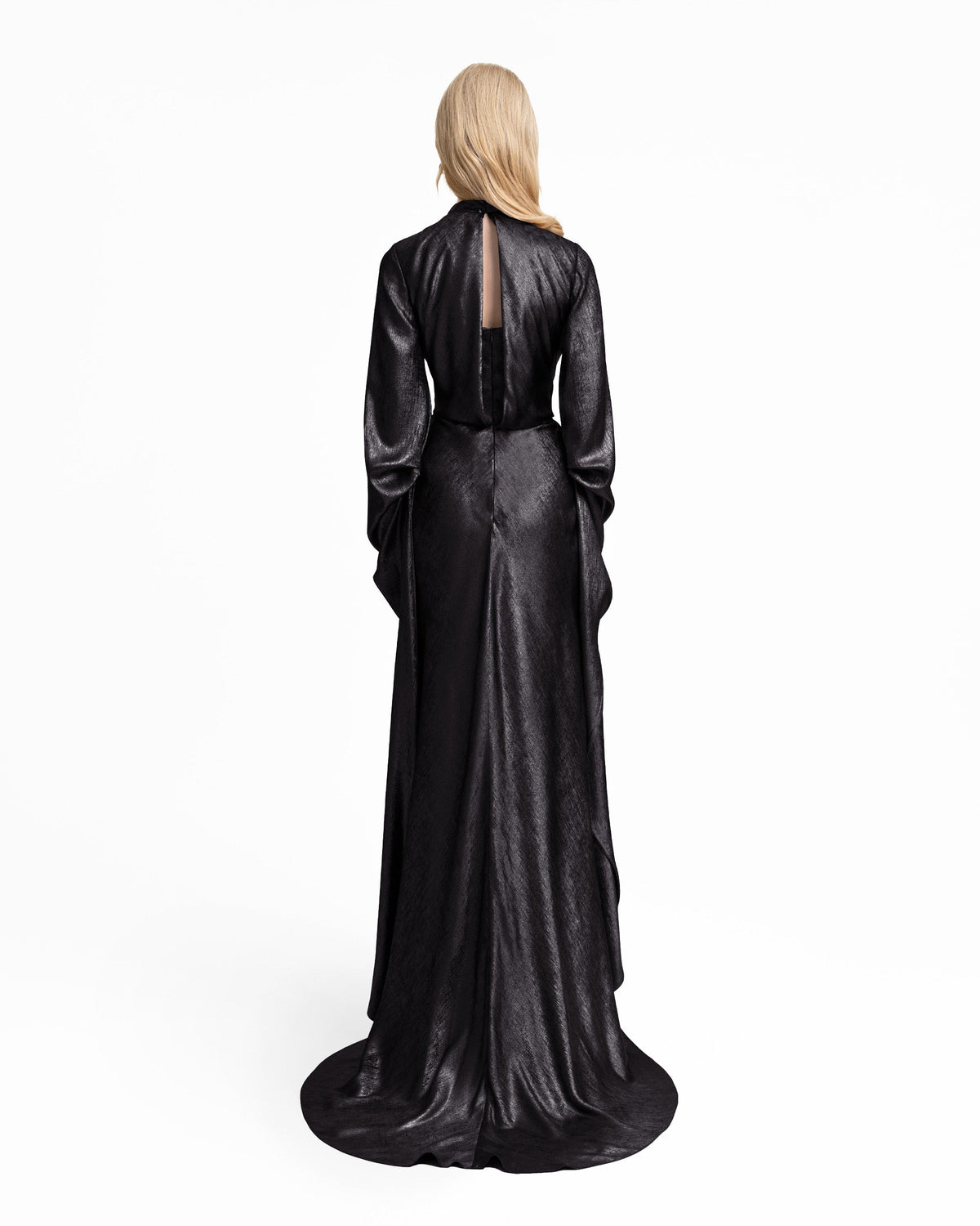 Draped Lamé Dress with Ruffles