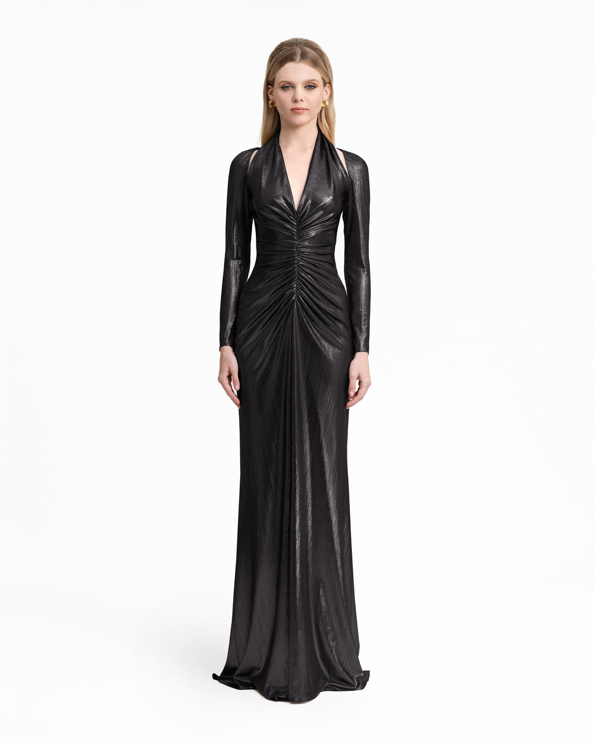 Lamé Jersey Dress with Cut-Outs