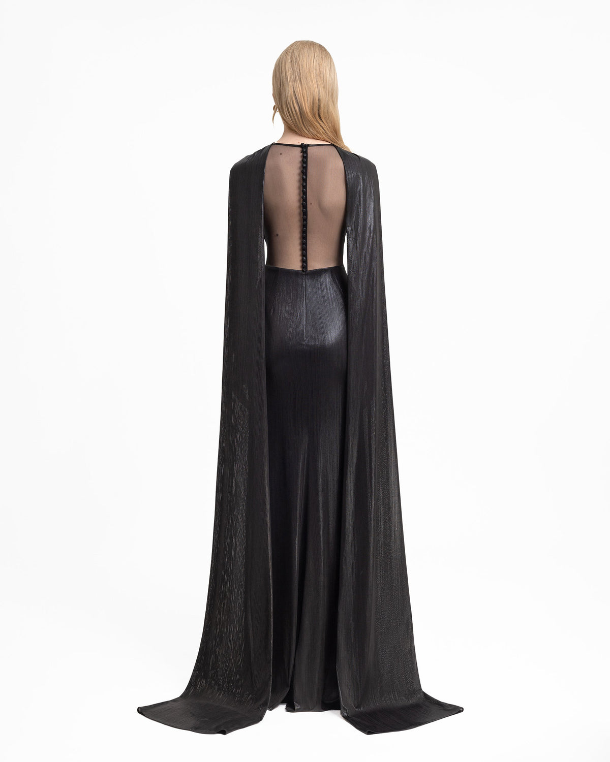 Lamé Dress with Cape Sleeves