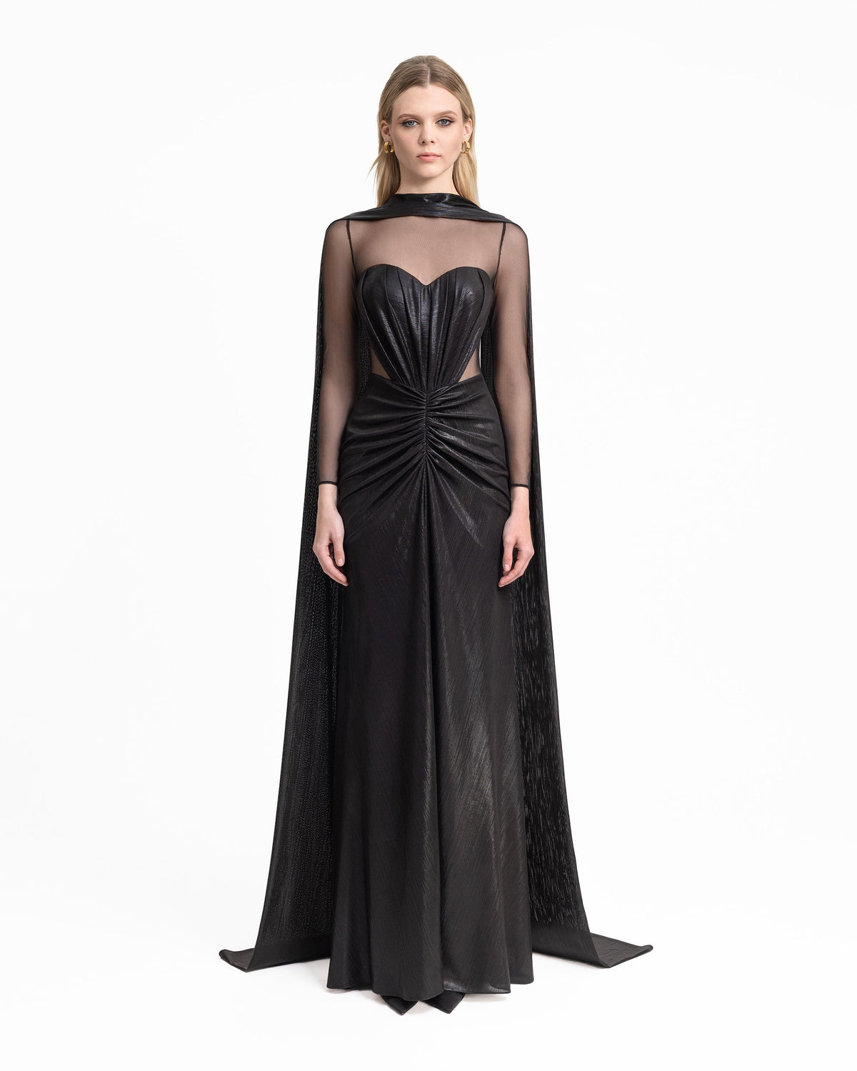 Lamé Dress with Cape Sleeves
