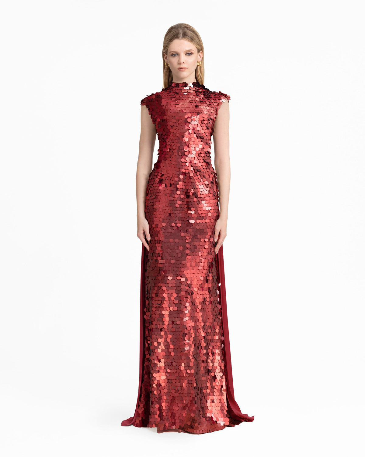 Sequin Dress with Plissé Cape