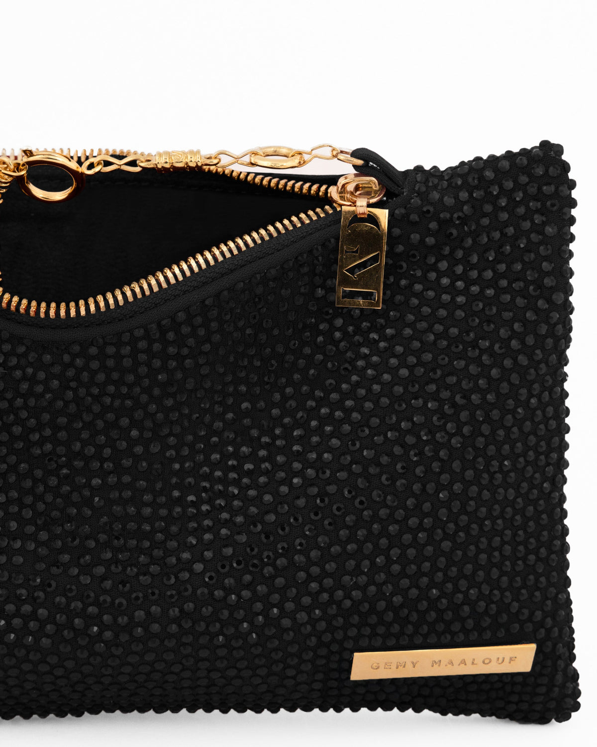 Crystal-Embellished Pouch Clutch