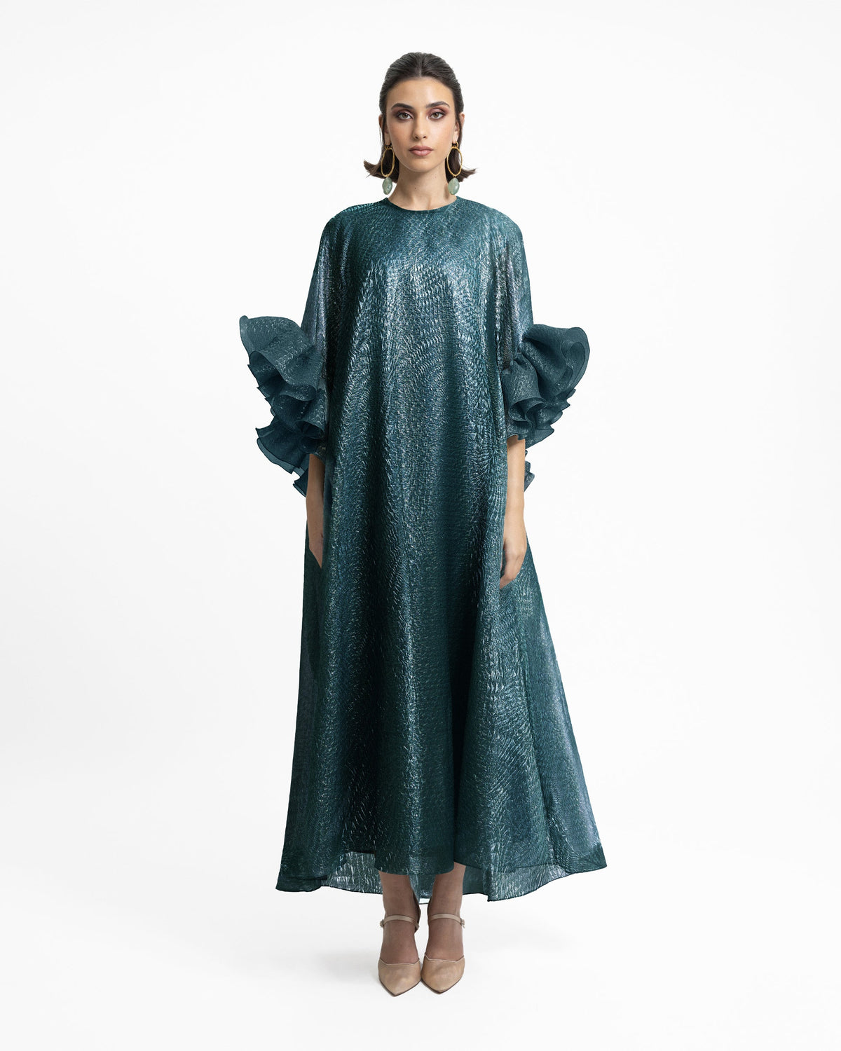 Ruffled 3/4 Sleeves Kaftan