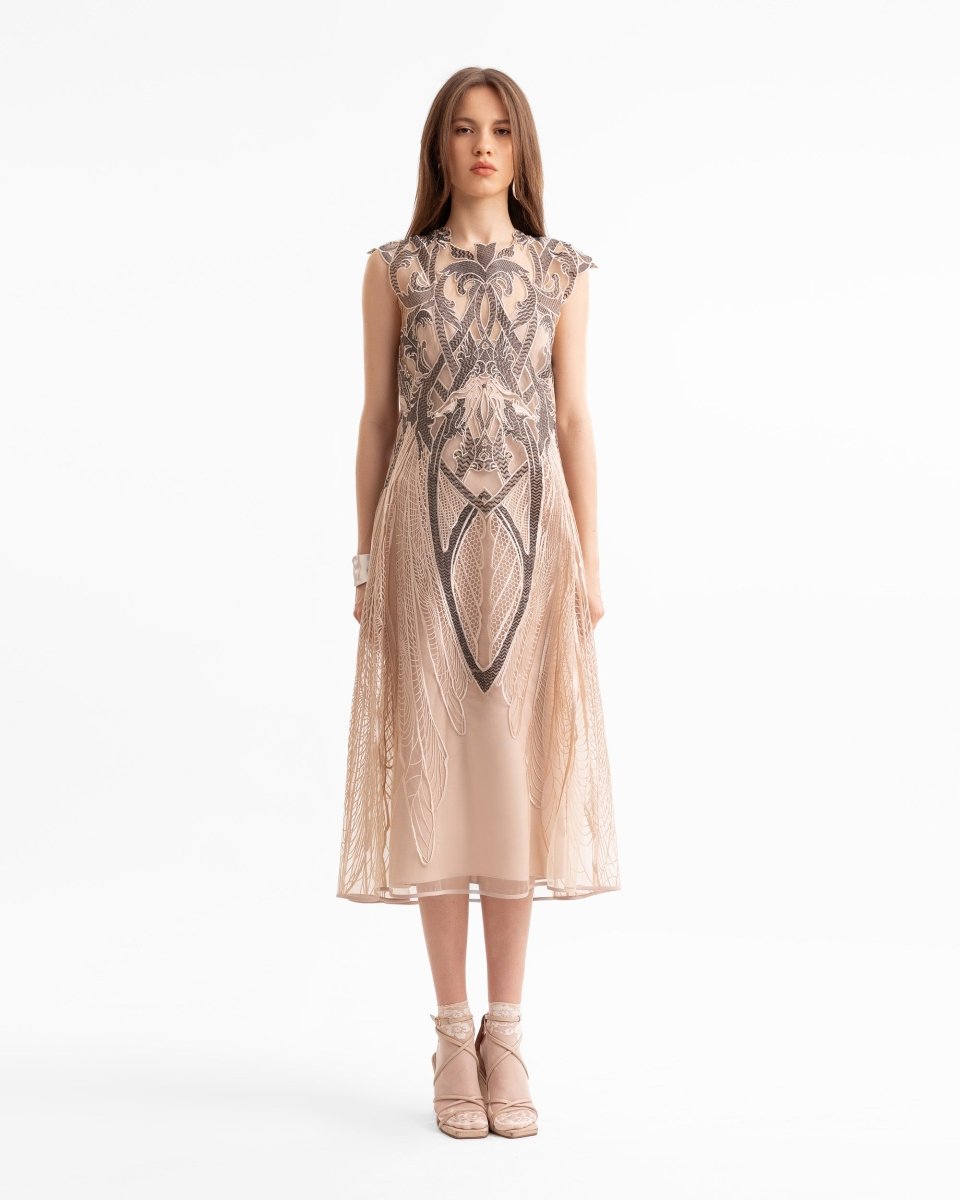 Embroidered Midi Dress