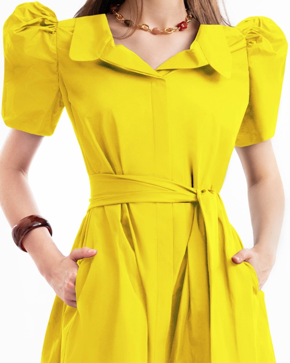 Short Shirt Dress with Puff Sleeves