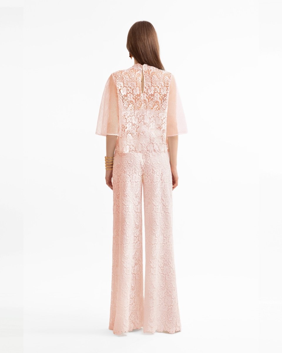 Guipure Top & Straight-Cut Pants
