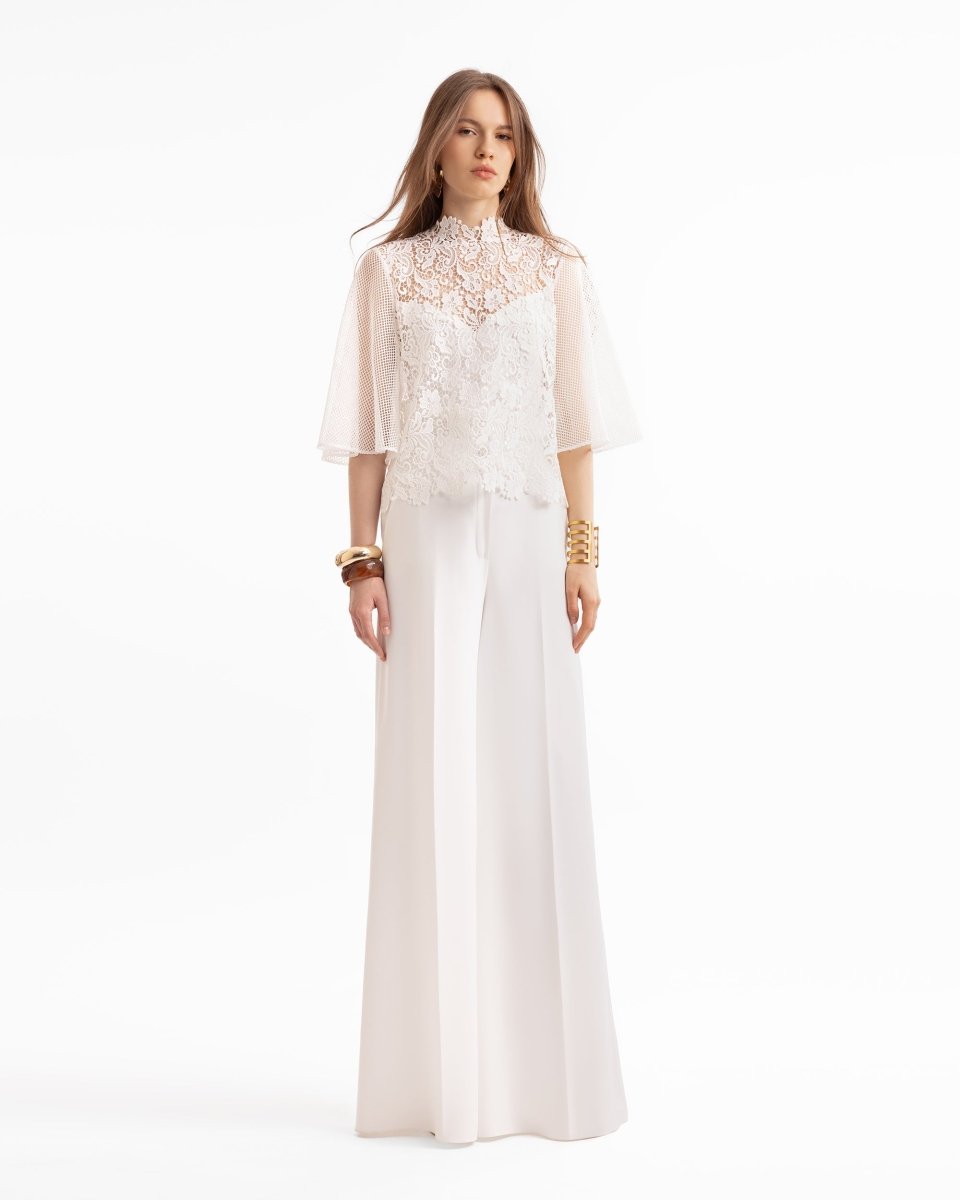 Guipure Top & Flared Pants
