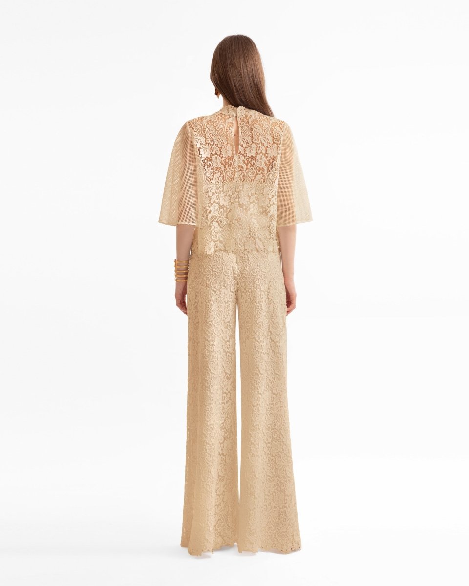 Guipure Top & Straight-Cut Pants