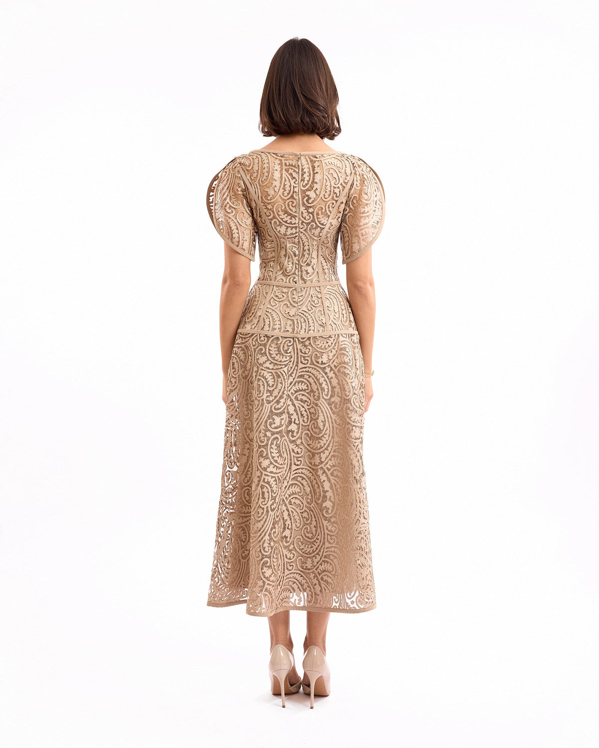 Midi Dress with Flutter Sleeves