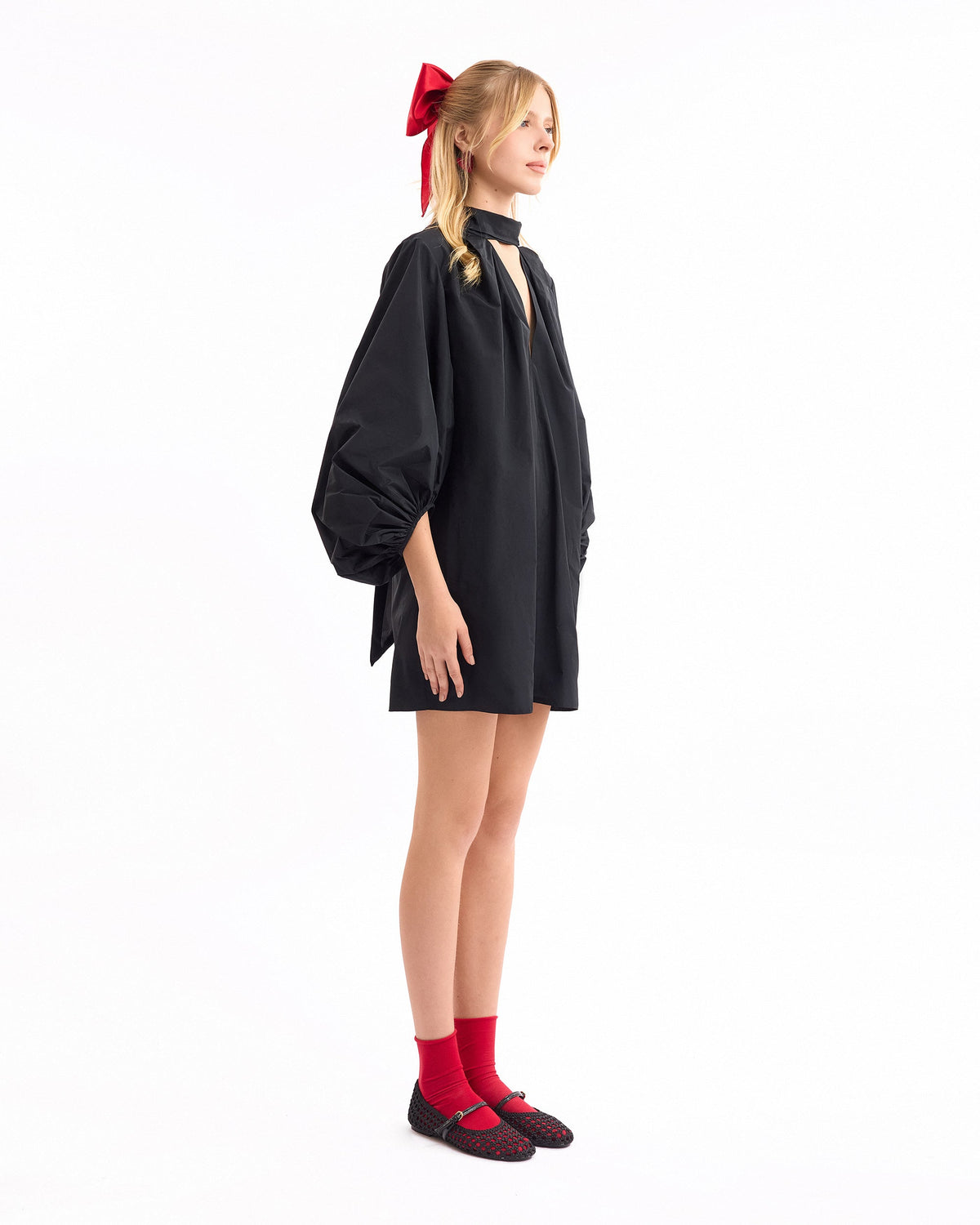 V-Neck Puff Dress