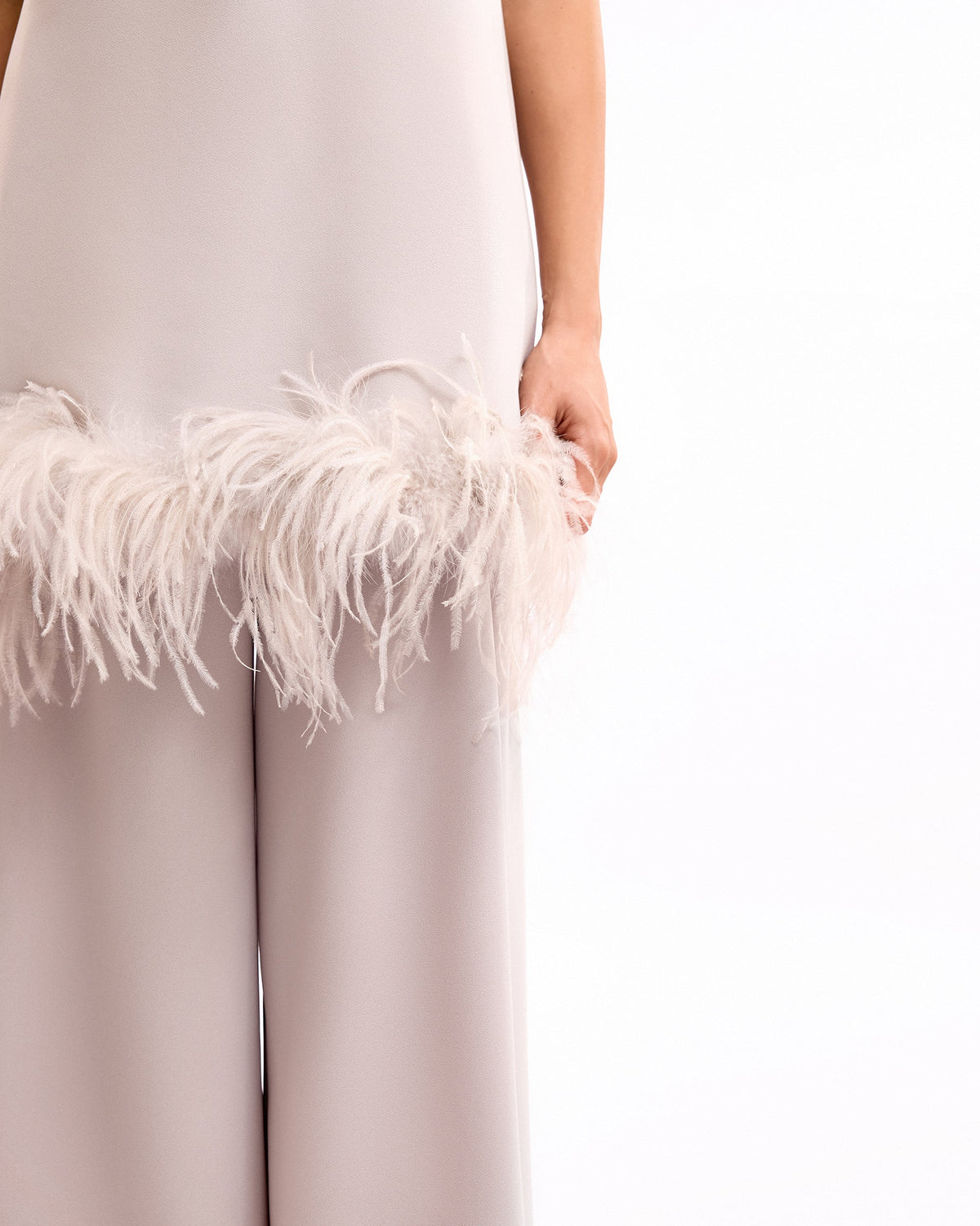 Embroidered Short Dress with Trousers